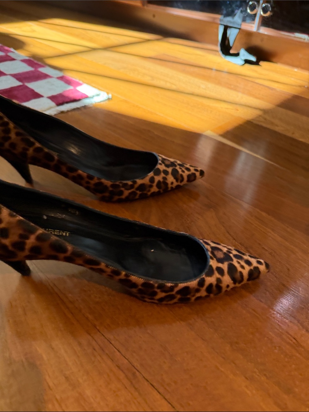 Saint Laurent Leopard-Print Pointed Toe Pumps - Brown/Black - Picture 2 of 3